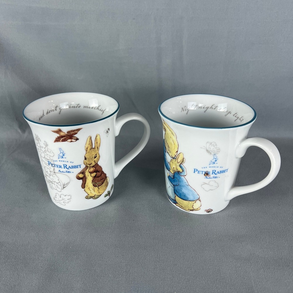 Zrike Brands World of Beatrix Potter Peter Rabbit Coffee Mugs Ceramic Set of 2